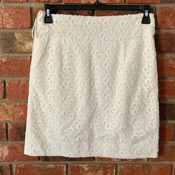 Leifsdottir Anthropologie Cream Lace Brocade Pencil Skirt - Picture 6 of 7